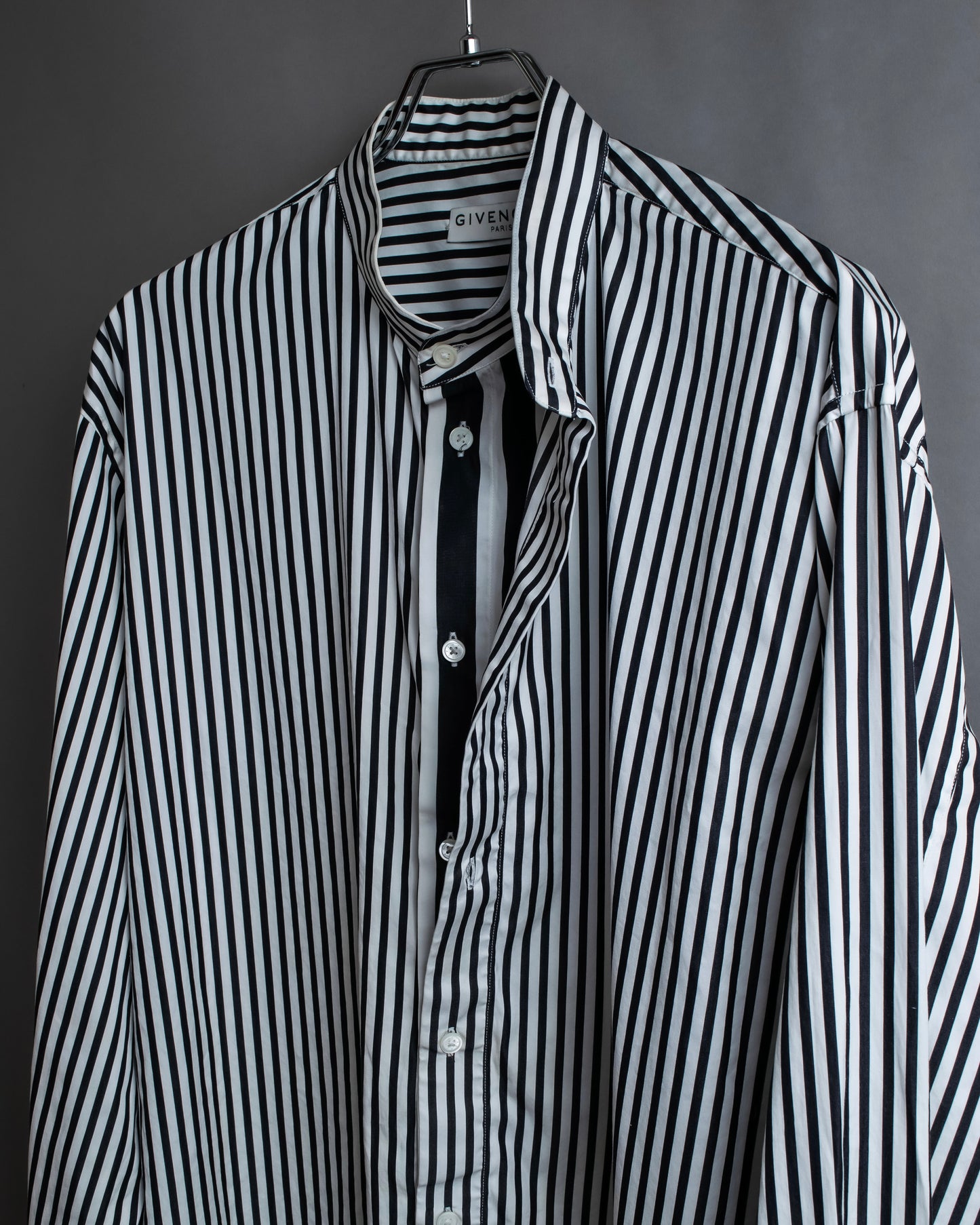 "GIVENCHY" Asymmetrical stripe pattern different thicknesses shirt