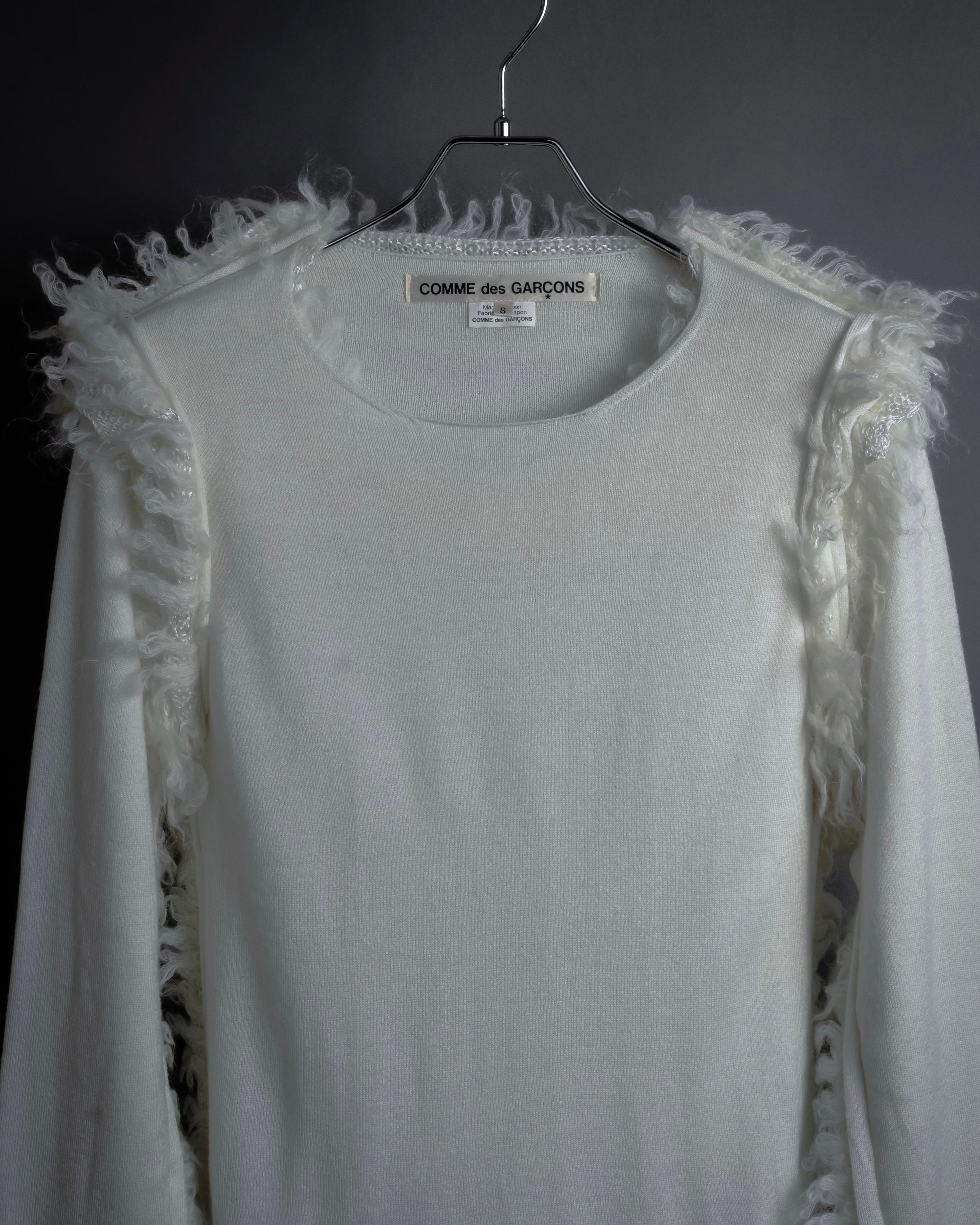 "COMME des GARCONS" 18AW layered mesh design fringe thick knit
