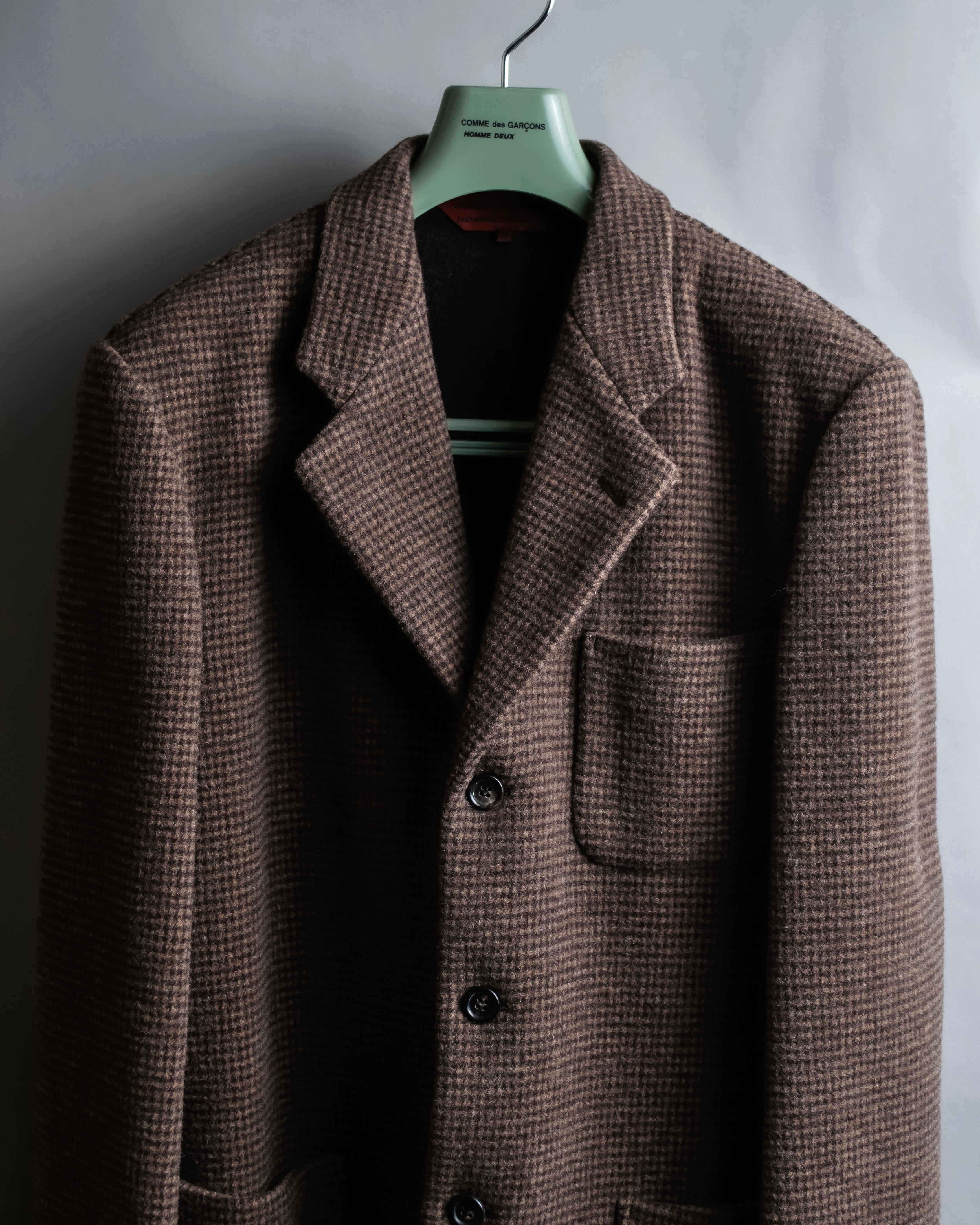 "COMME des GARCONS
HOMME DEUX" Brown checked pattern tailored jacket