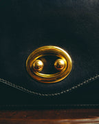 -SPECIAL- “HERMÈS” 50’s-60’s sculptural oval clasp midnight navy leather handbag