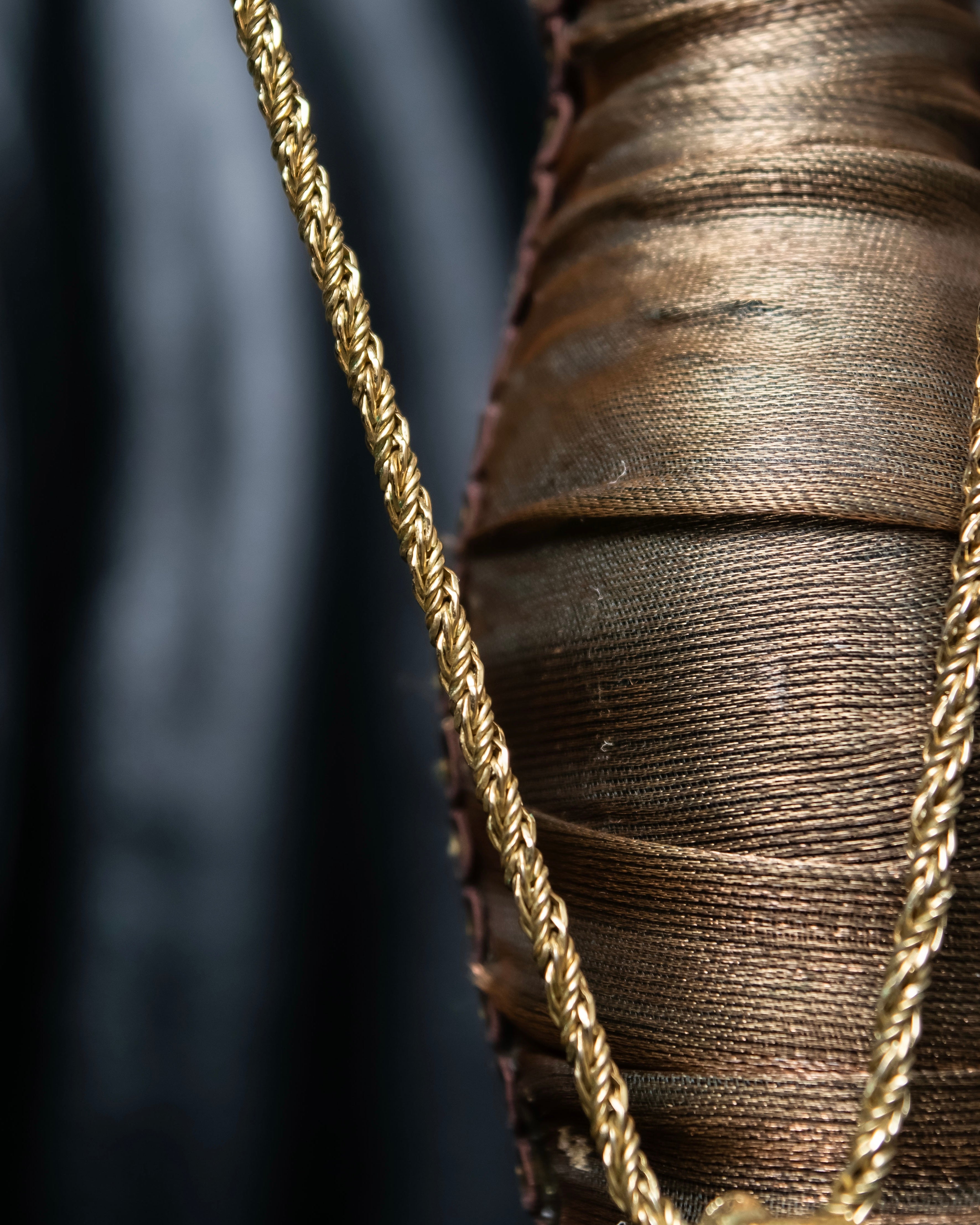 “Yves Saint Laurent” antique processed gold chain necklace