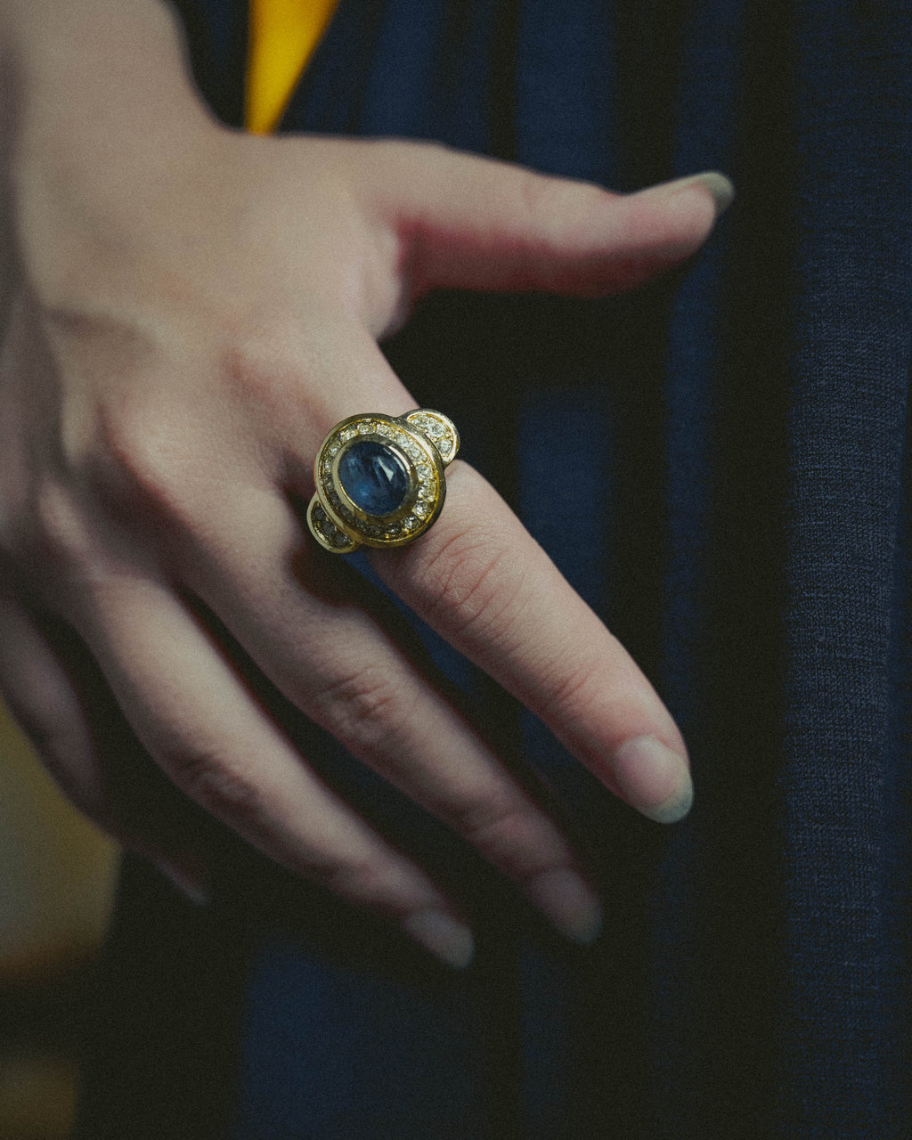-SPECIAL- “Christian Dior” 60’s-70’s Blue cabochon cocktail ring