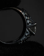 “Vintage” Textured pavé set solitaire ring