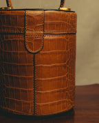 "CELINE" 80's-90's Structured cylindrical bucket bag