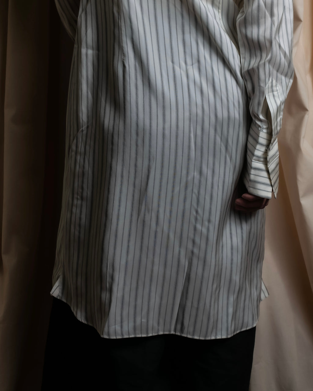 "MAISON MARGIELA" 16SS bowtie design striped long shirt