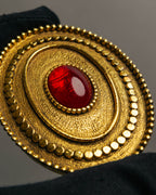 -SPECIAL- “CHANEL” 1982Years red cabochon oval brooch