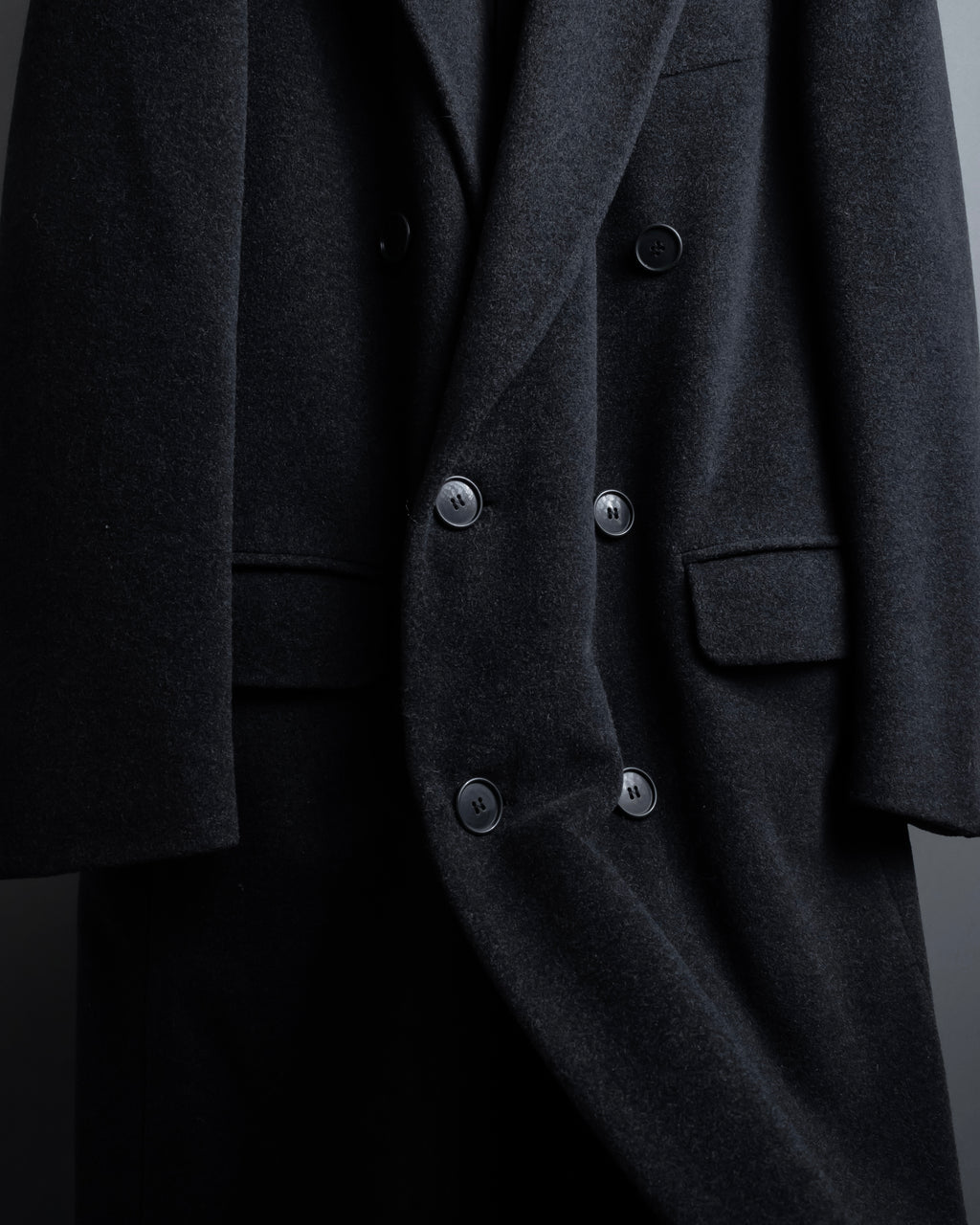 "GIORGIO ARMANI" Double-breasted charcoal gray super maxi chester coat