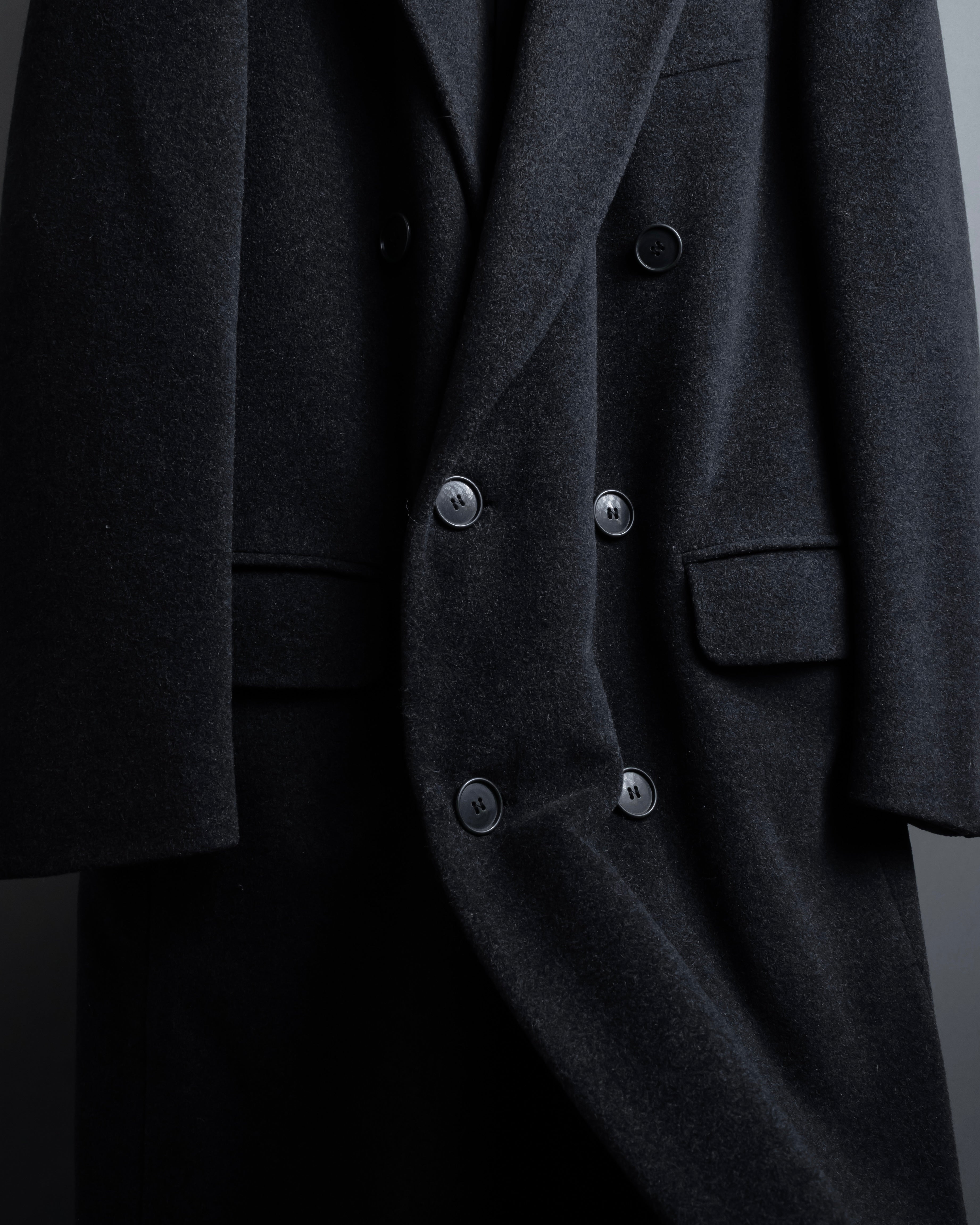 "GIORGIO ARMANI" Double-breasted charcoal gray super maxi chester coat