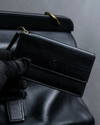 "GUCCI" Double flap design grained leather one-handle bag