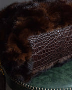 "FALORNI ITALIA LE BORSE" Mink fur leather combination design bag