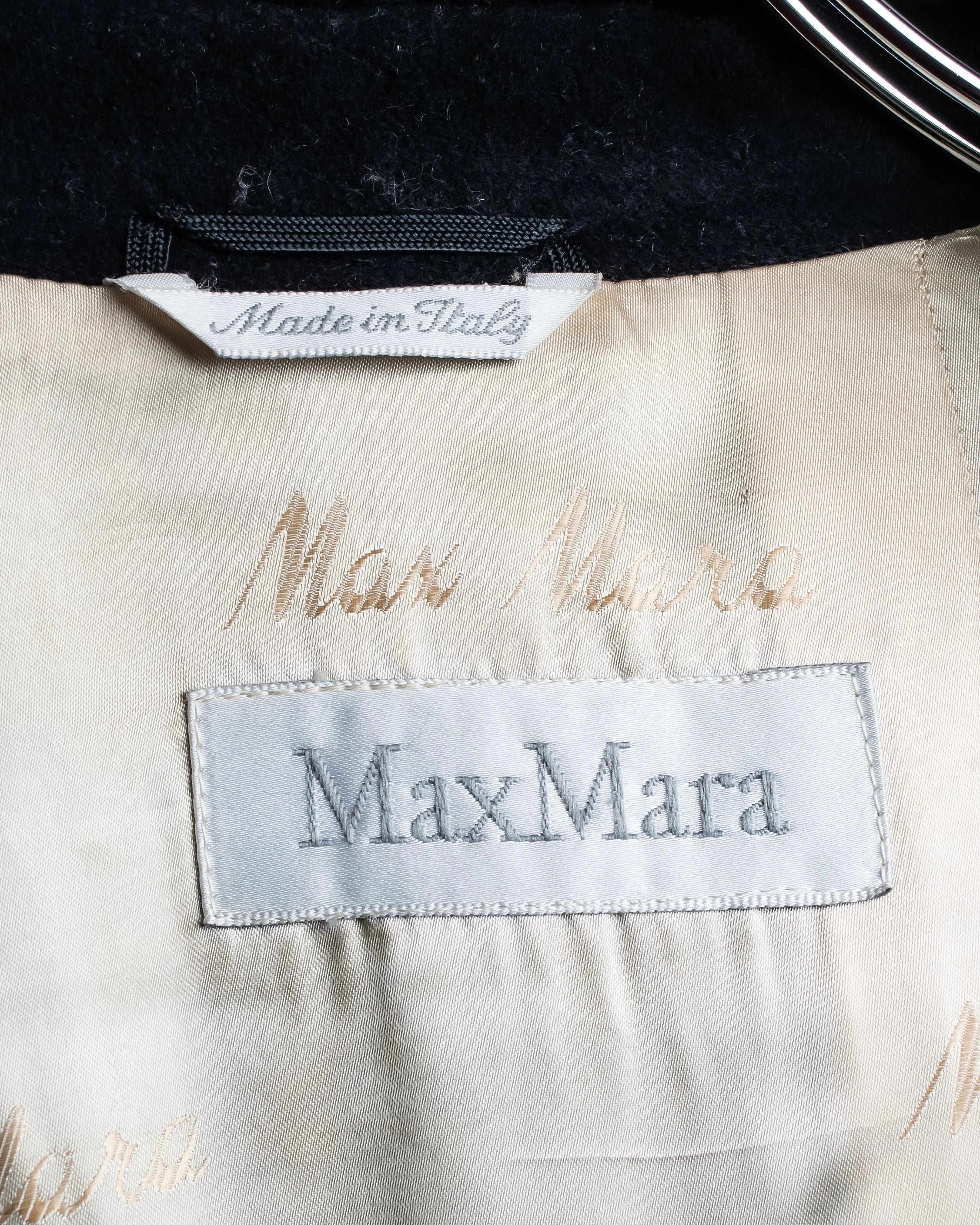 "Max Mara"
 Swakara fer collar oversized wrap style chester coat