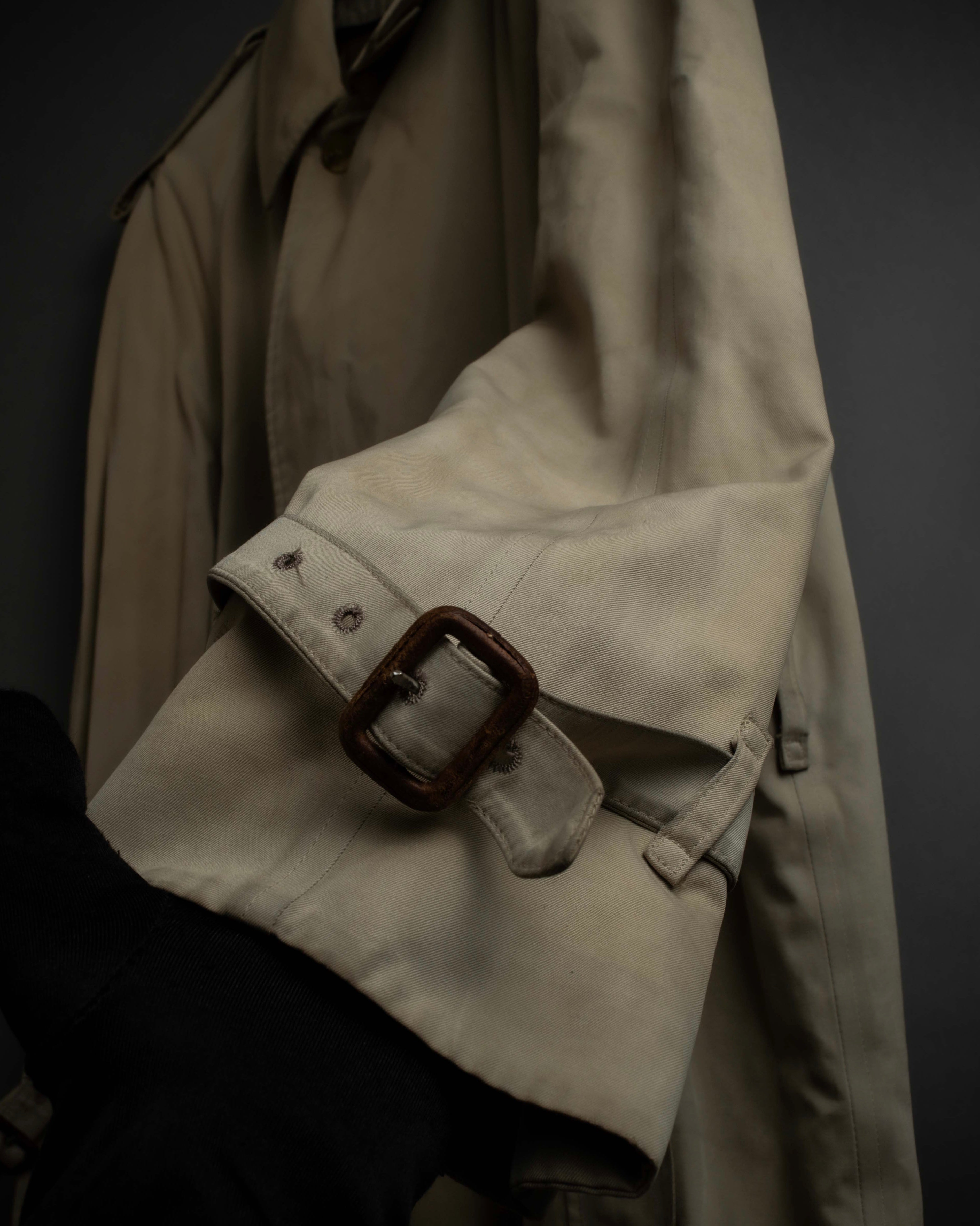 "BURBERRYS" Military detail single front stand collar coat