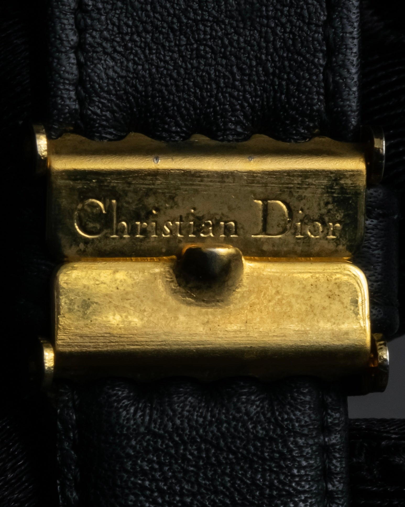 "Christian Dior" Logo buckle slim leather belt