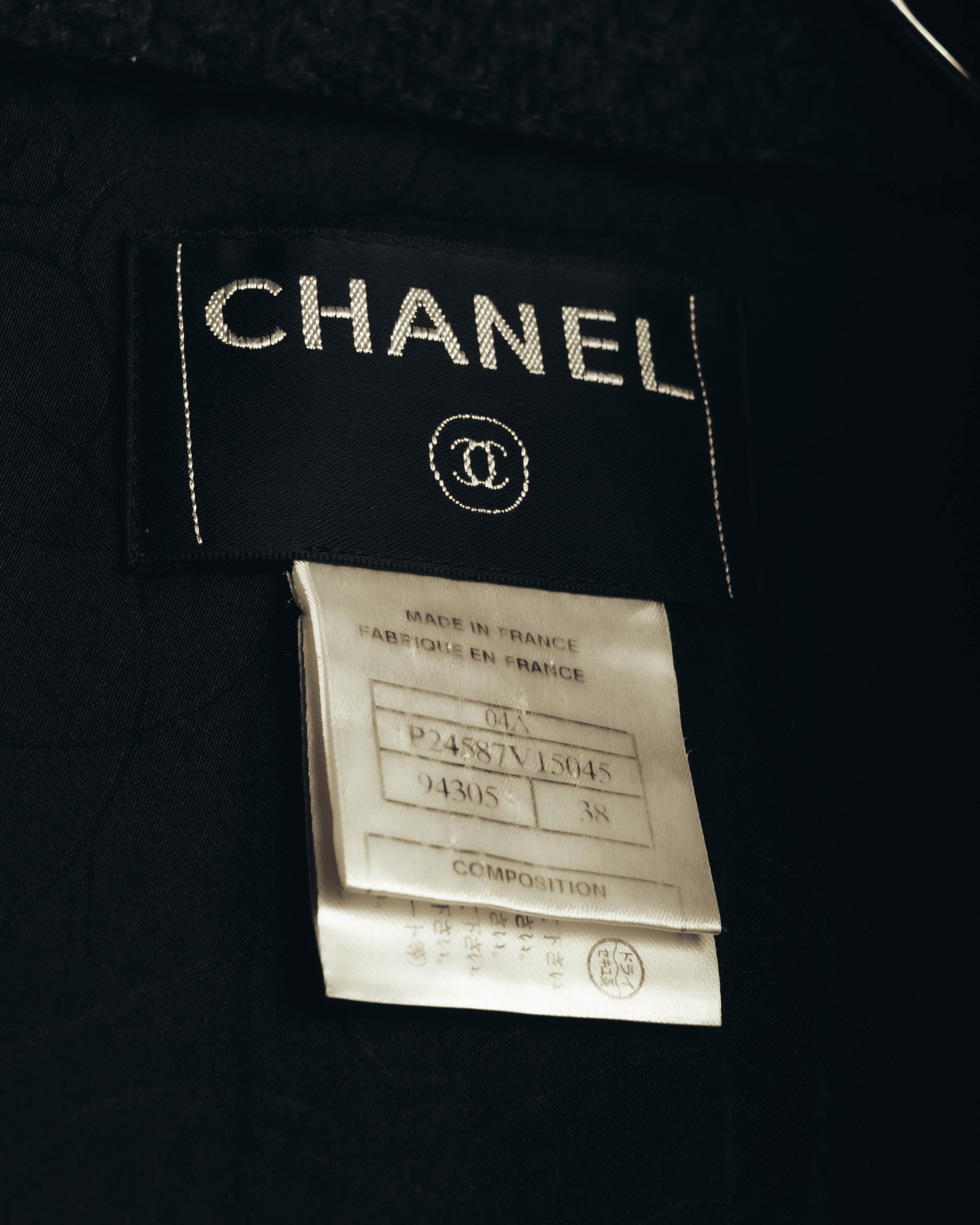 "CHANEL" 04AW Textured wool angora tweed zip jacket