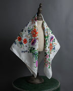 "GUCCI" 80's Flora motif vintage silk scarf