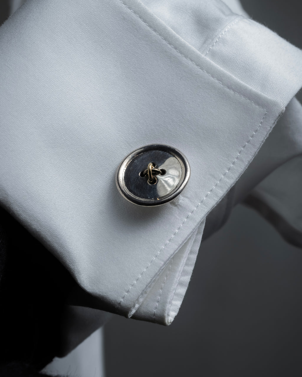 "Tiffany&Co" Button motif design silver cufflinks