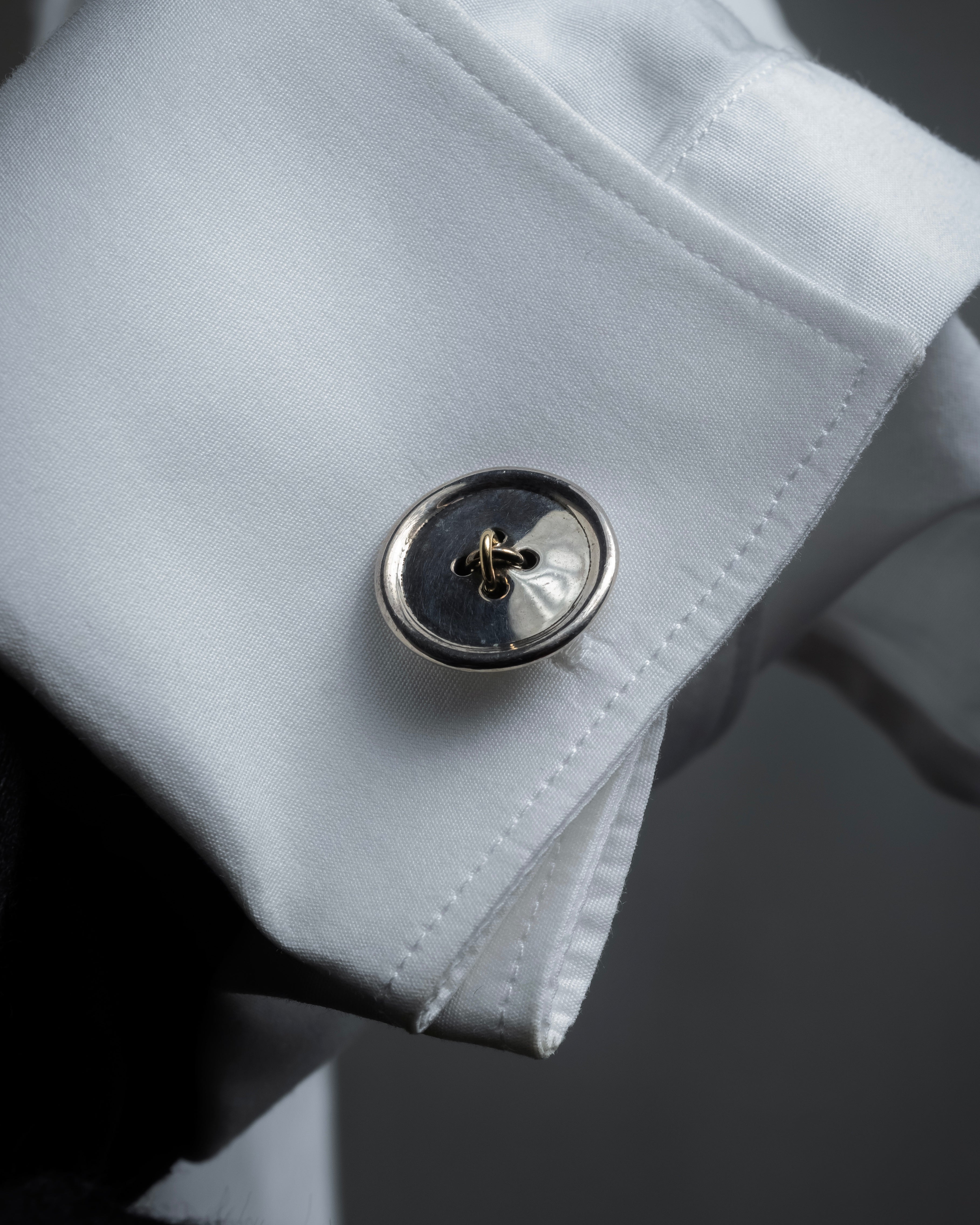 "Tiffany&Co" Button motif design silver cufflinks