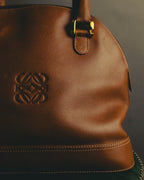"LOEWE" 80s–00's logo embossed leather handbag