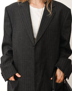 GIORGIO ARMANI/ Oversized Stripe Single Breasted 3B Tailored Jacket Gray