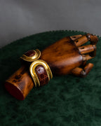 "LOEWE" Leather combination half moon gold bangle