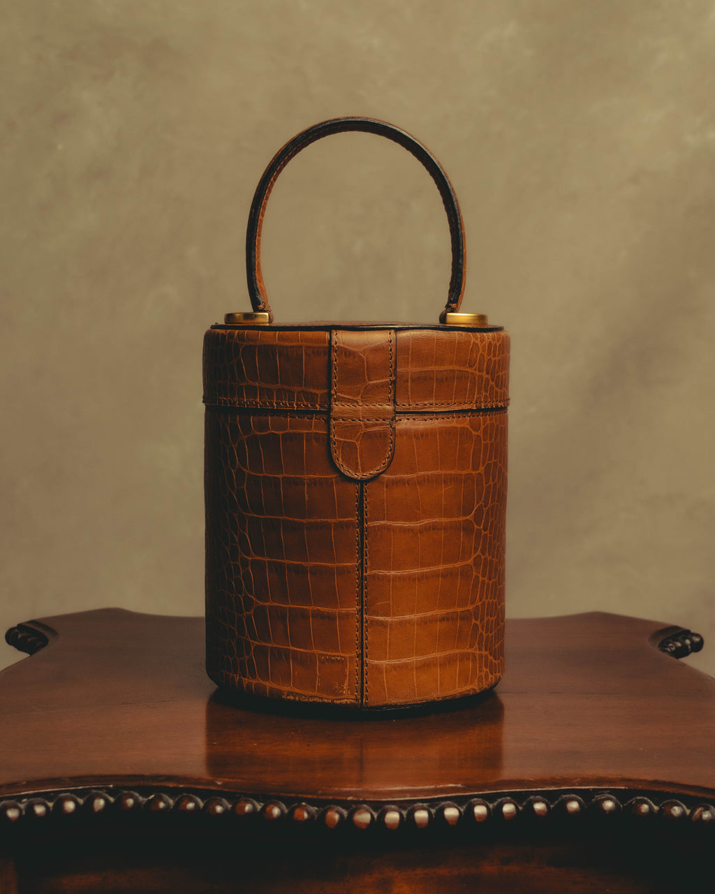 "CELINE" 80's-90's Structured cylindrical bucket bag