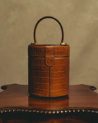 "CELINE" 80's-90's Structured cylindrical bucket bag