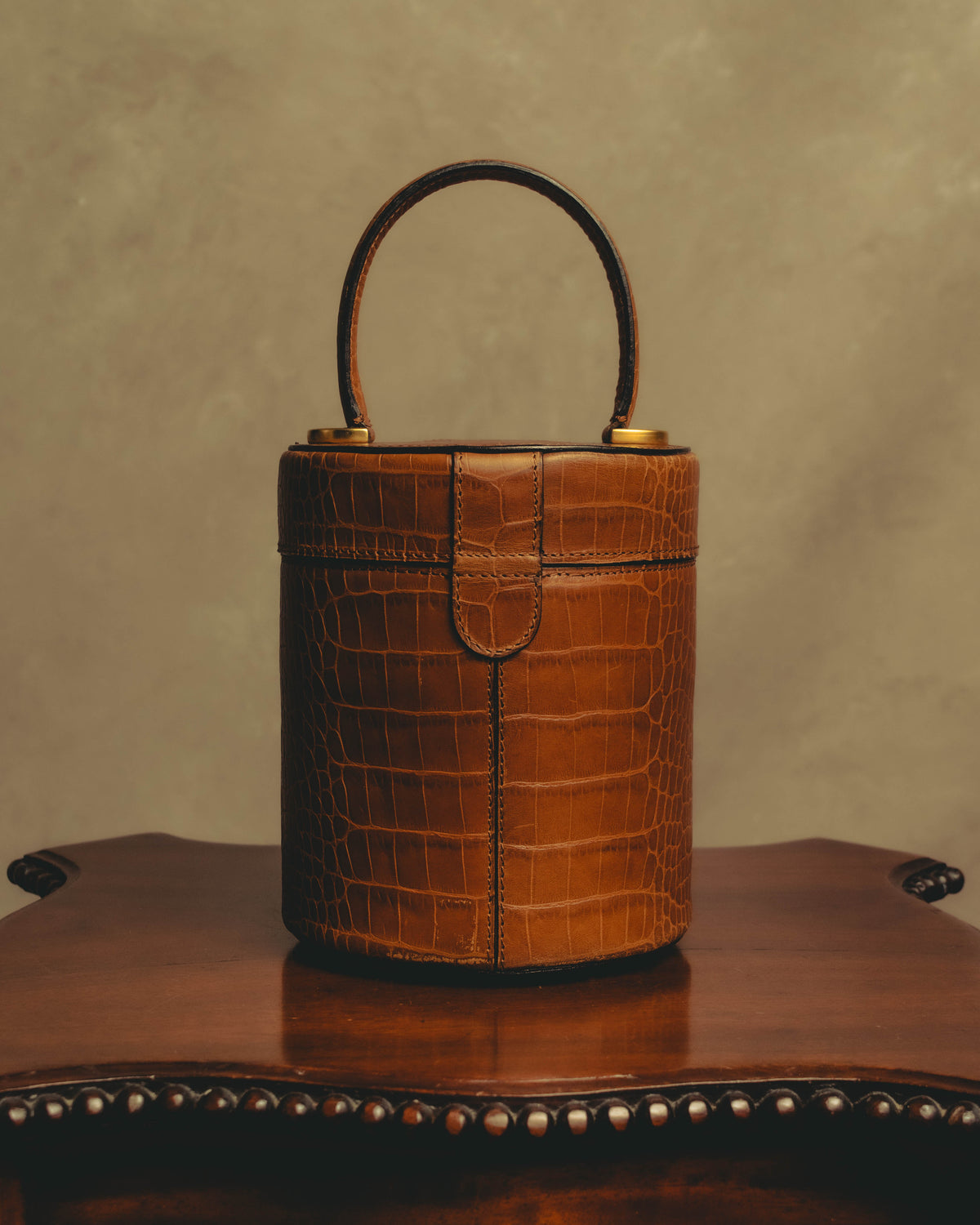 "CELINE" 80's-90's Structured cylindrical bucket bag
