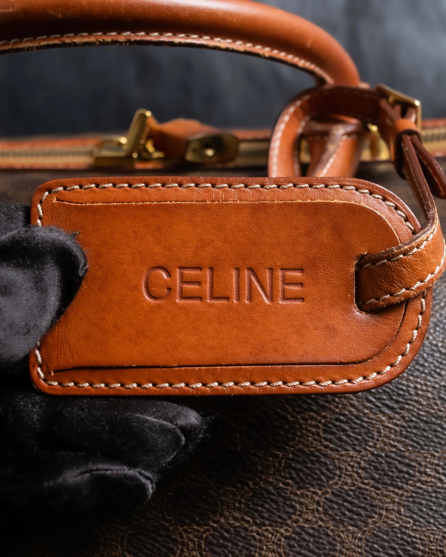 "CELINE" Macadam pattern one handle boston bag