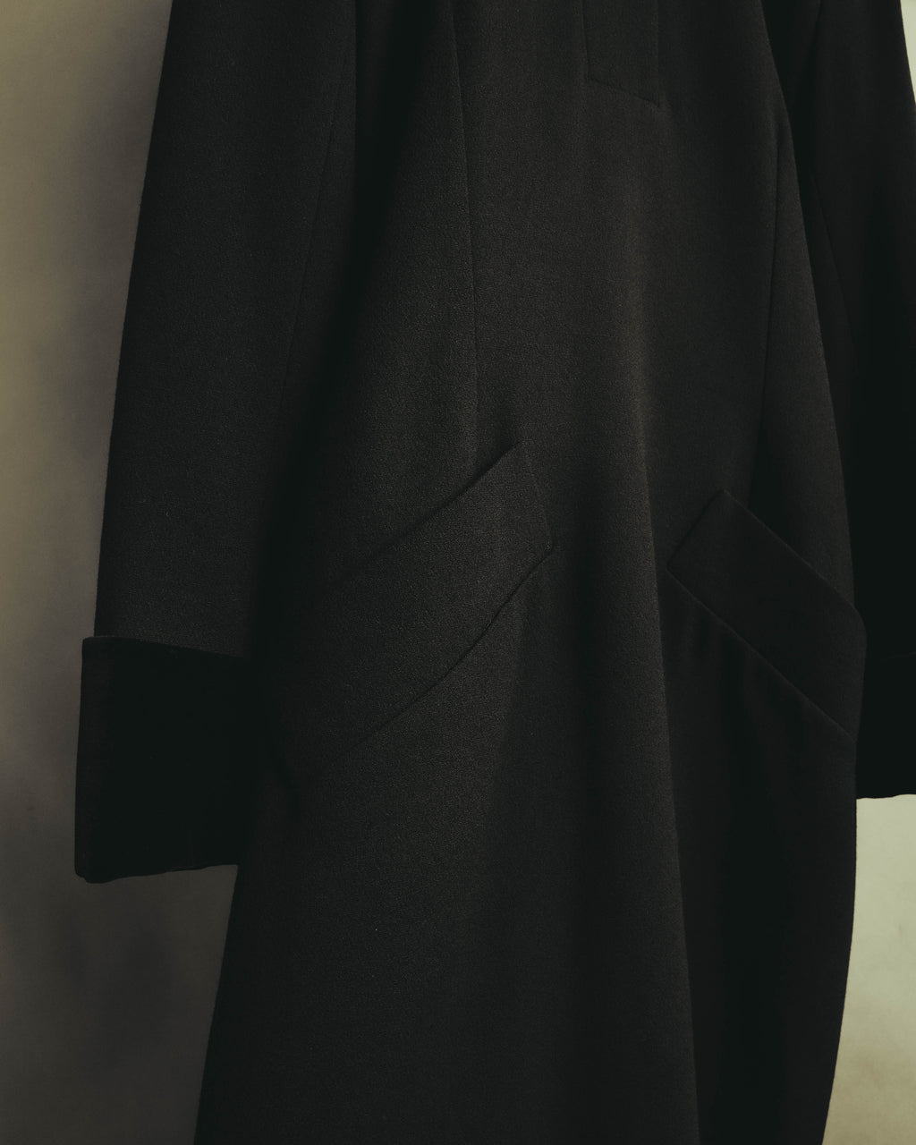 "CELINE" 80's Velvet collar maxi coat dress