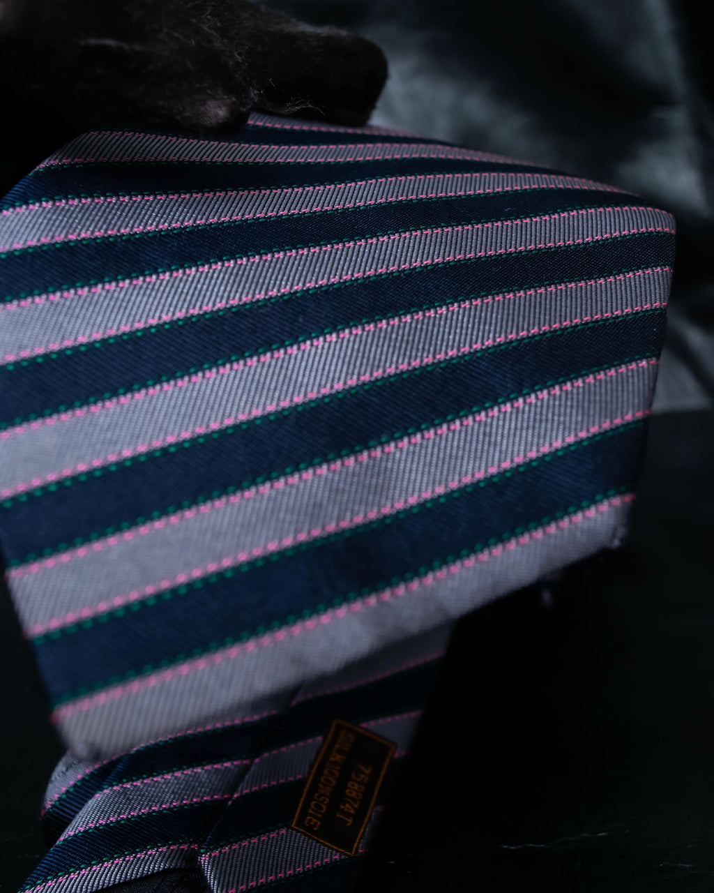 "HERMES" Pink accent regimental tie