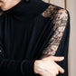 "VALENTINO" Lace switching design turtleneck knit pullover