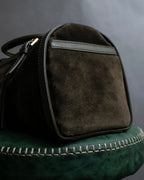 "BURBERRY" Olive green fringe design boston bag