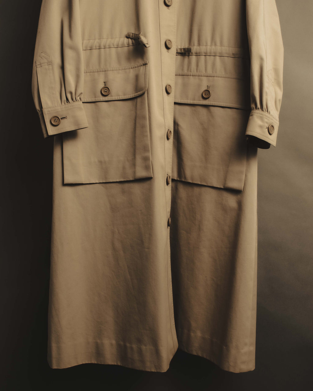 "Yves Saint Laurent" Vintage fox fur trimmed hooded long coat