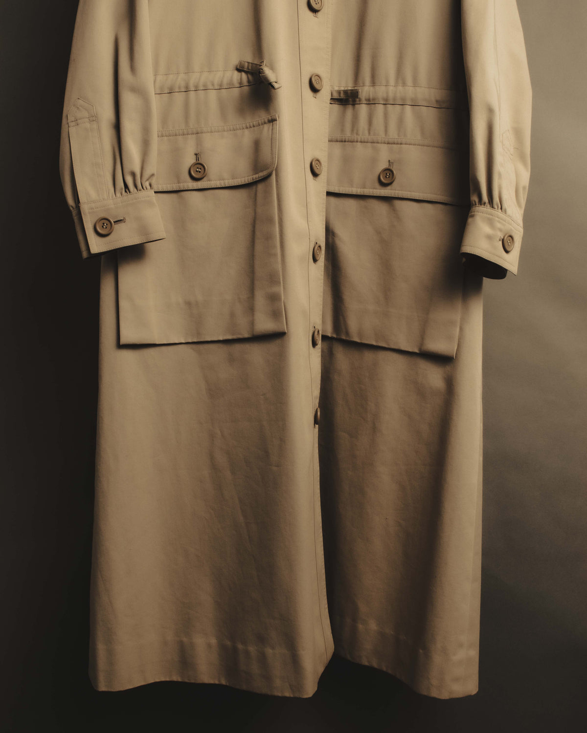 "Yves Saint Laurent" Vintage fox fur trimmed hooded long coat