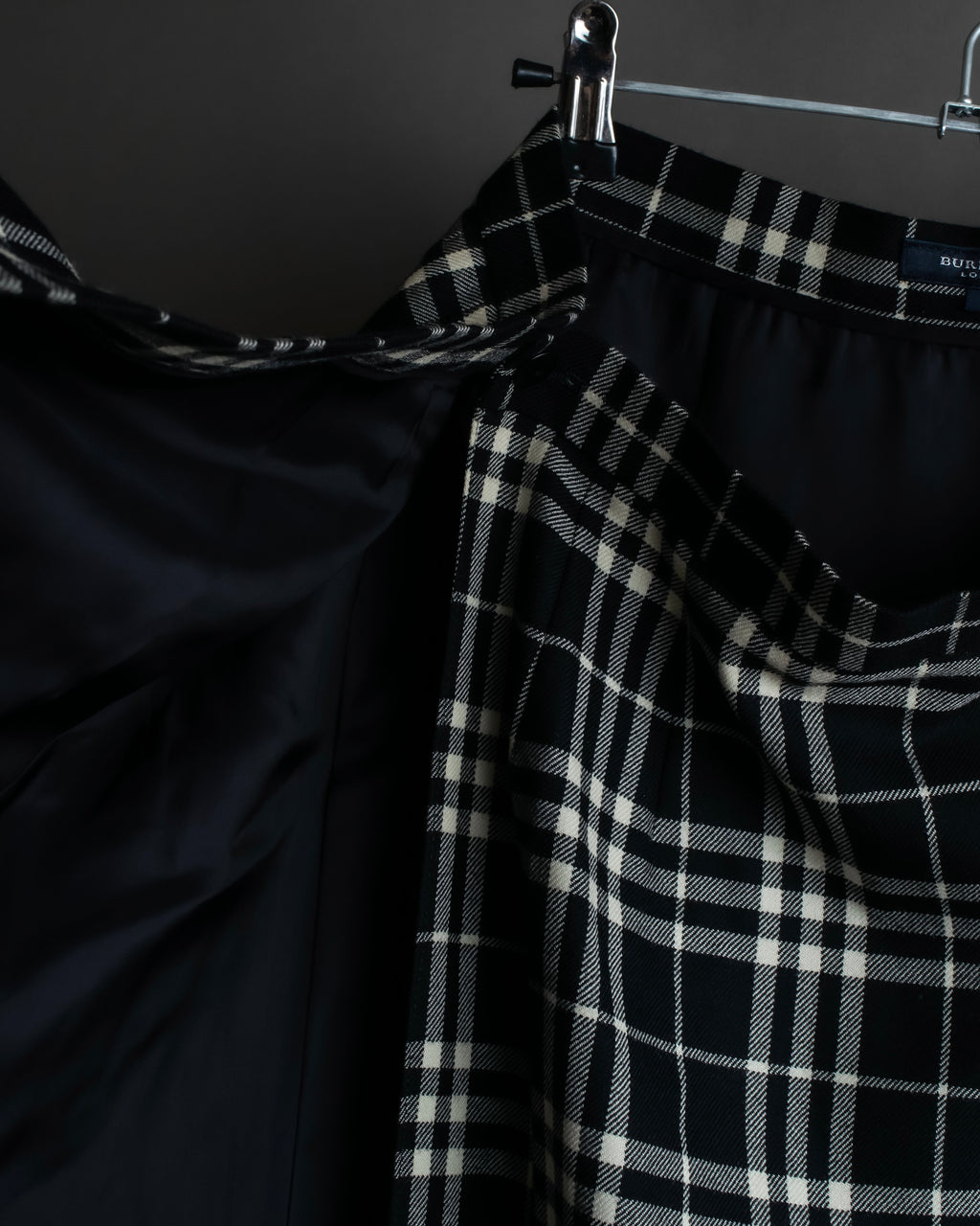 "BURBERRY" Tartan check pleated wrap skirt