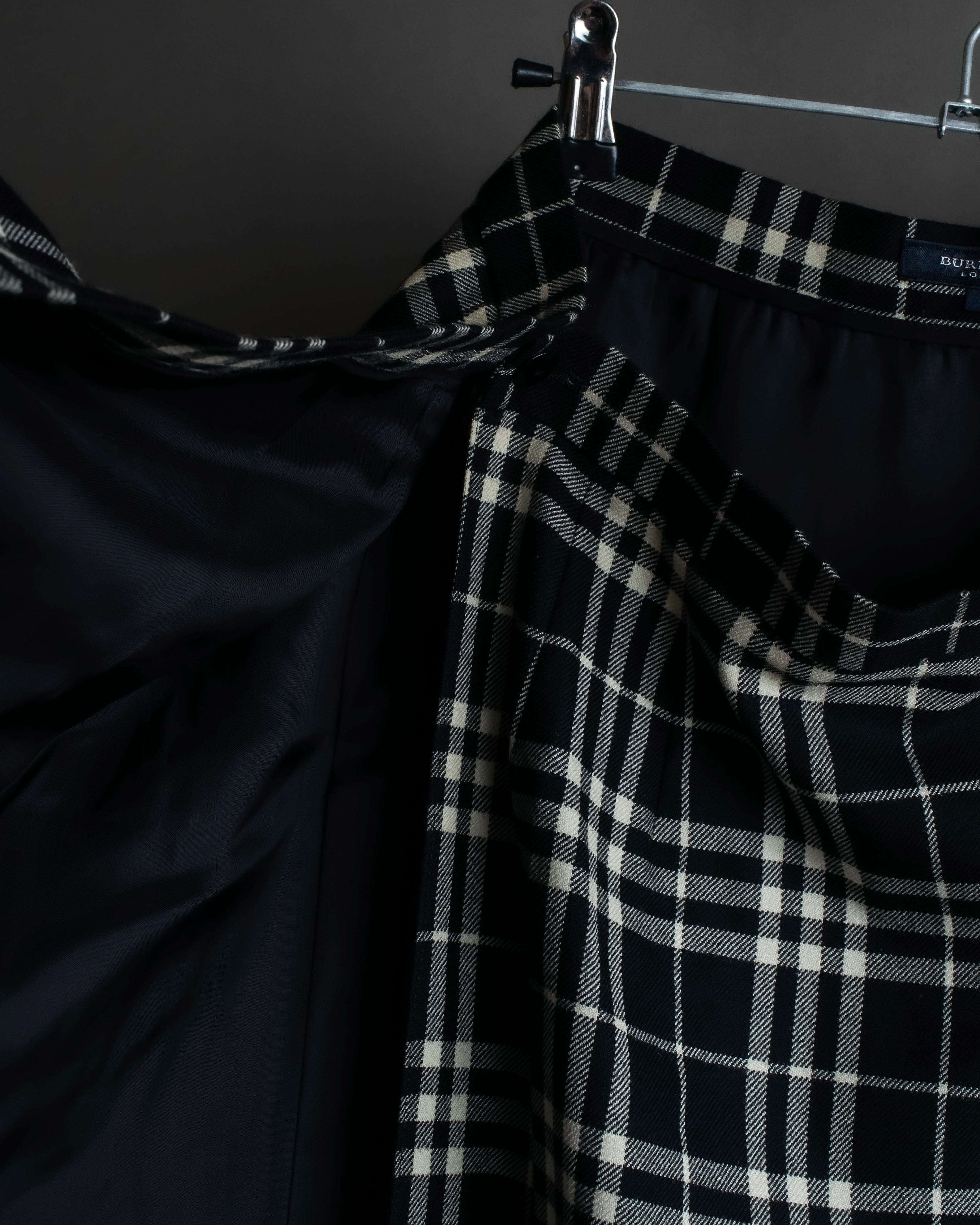 "BURBERRY" Tartan check pleated wrap skirt