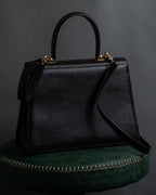 "Salvatore Ferragamo" Structured Gancini 2way dark brown leather bag