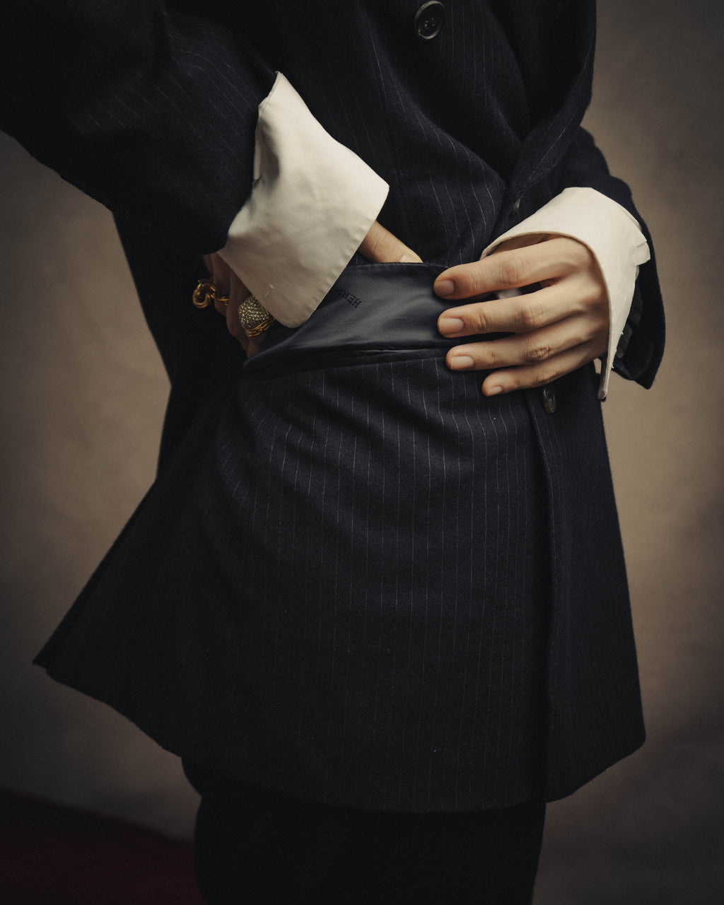 -SPECIAL- “Hermès” 80’s-90’s Super 120’s wool pinstripe double breasted setup