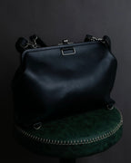 "JEAN PAUL GAULTIER" Logo engraved clasp frame 2way leather bag