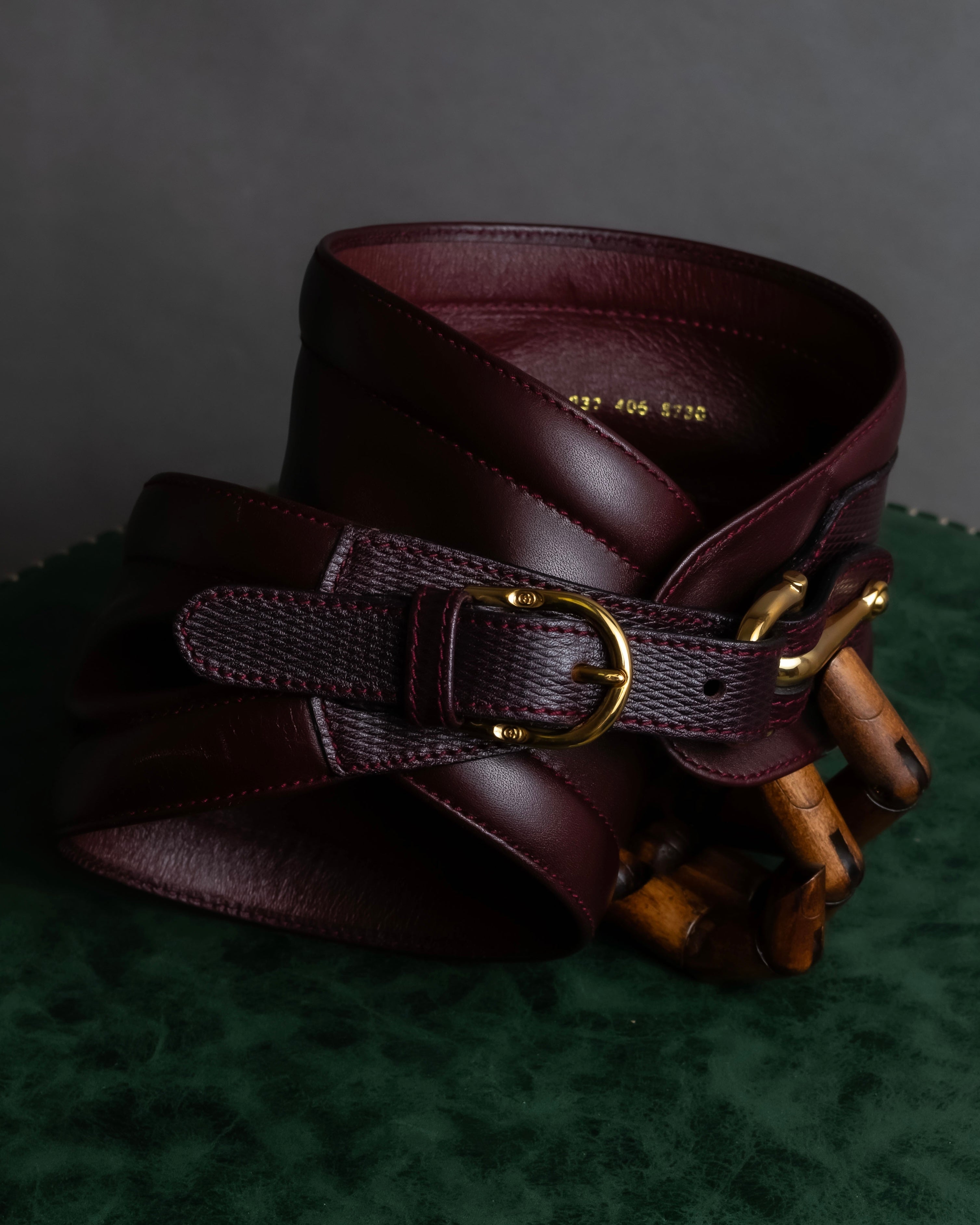 "GUCCI" Equus-derived bordeaux leather belt