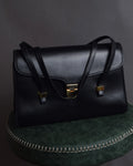 "Christian Dior" Structured flap design gold clasp leather bag