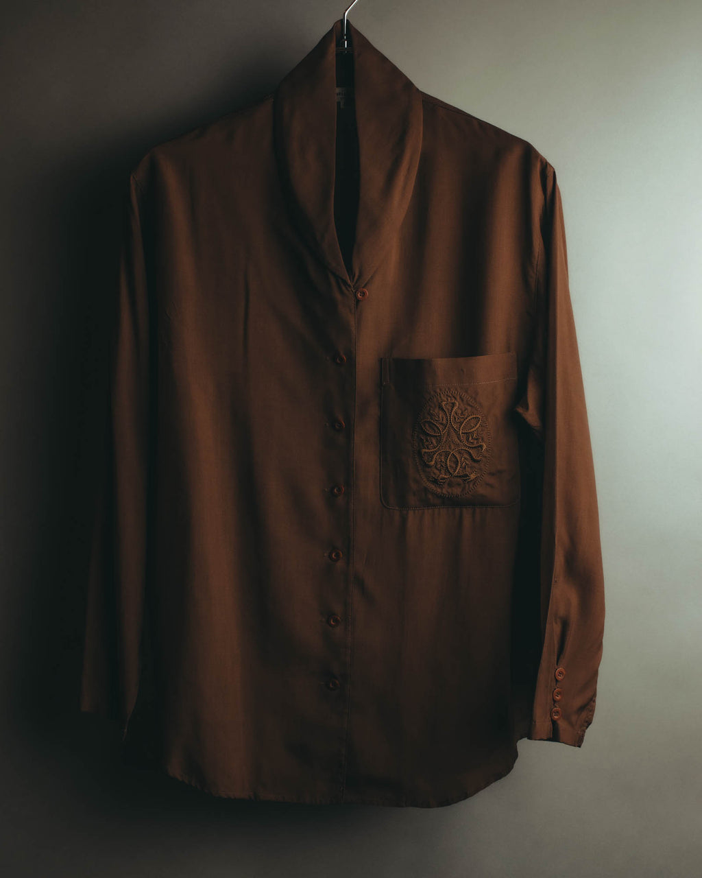 "Christian Dior" 80's  Lustrous silk blend long sleeve shirt