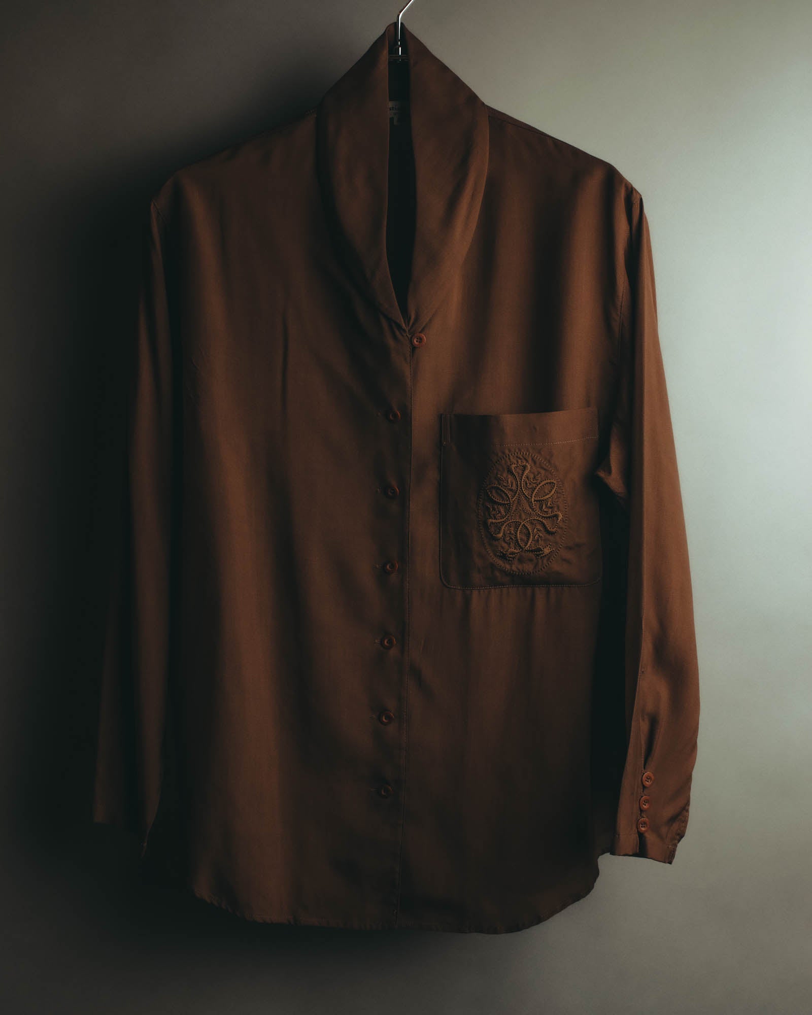 "Christian Dior" 80's  Lustrous silk blend long sleeve shirt