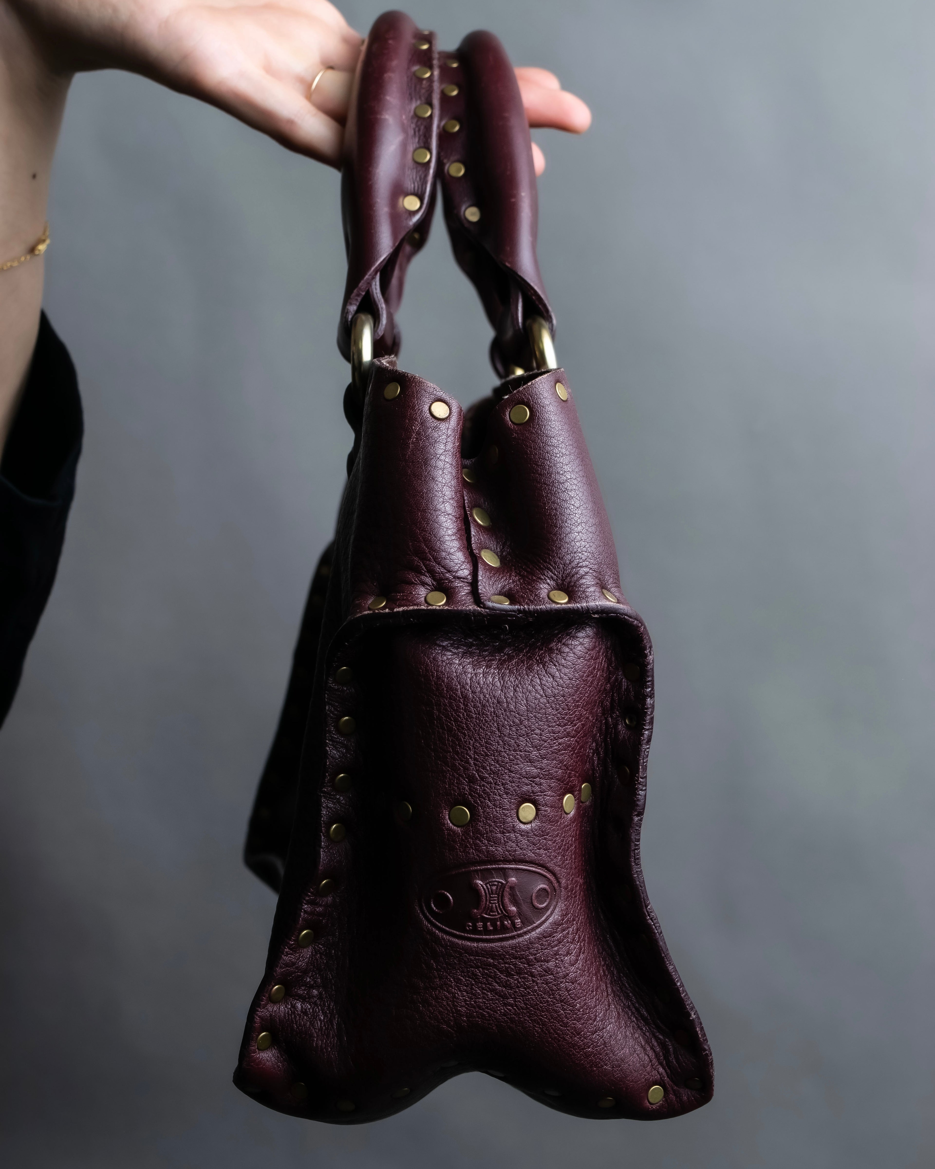 "CELINE" Stud design bordeaux color boogie bag