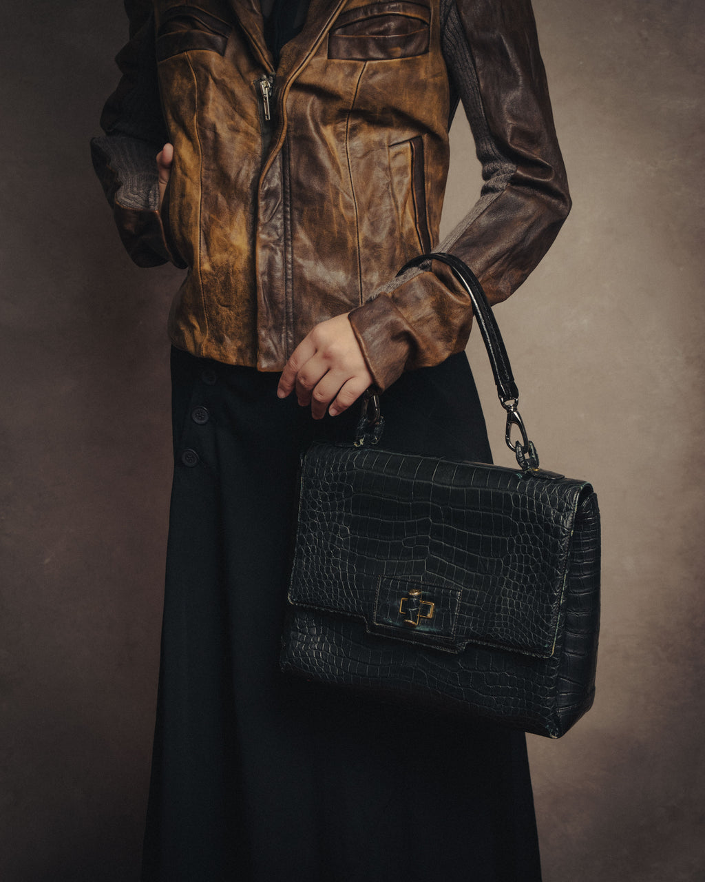 -SPECIAL- “GUCCI“ 70’s Crocodile turn lock handbag