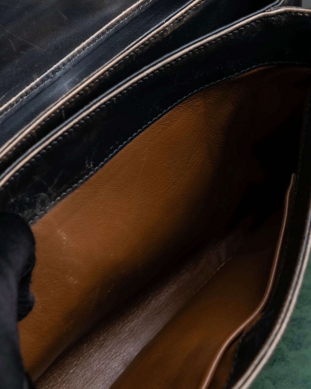 "PRADA" Aged metal parts design leather hand bag