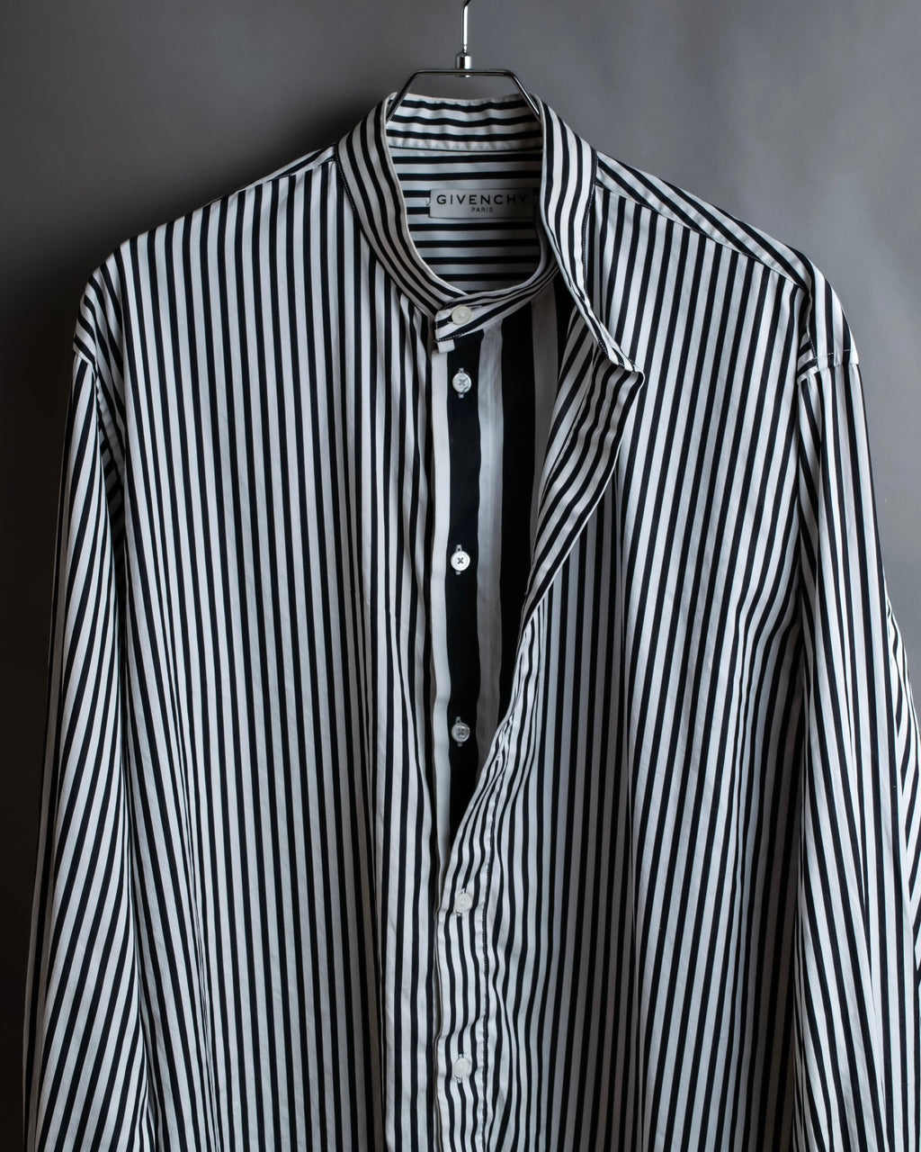"GIVENCHY" Asymmetrical stripe pattern different thicknesses shirt