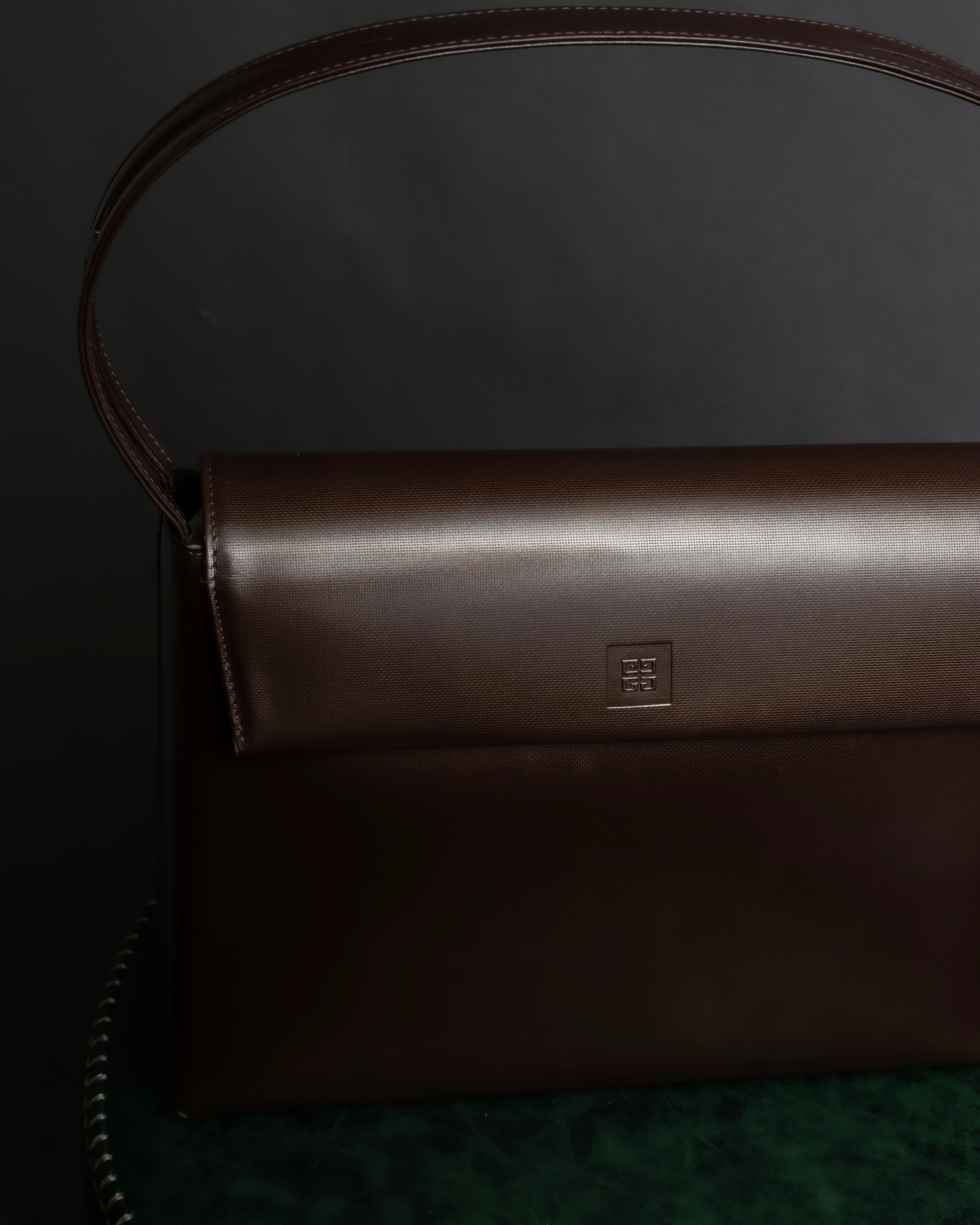 "GIVENCHY MAROQUINERIE" Trapezoidal brown leather one-handle bag