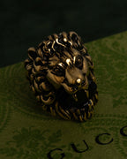 "GUCCI" Michele period lion head gold ring