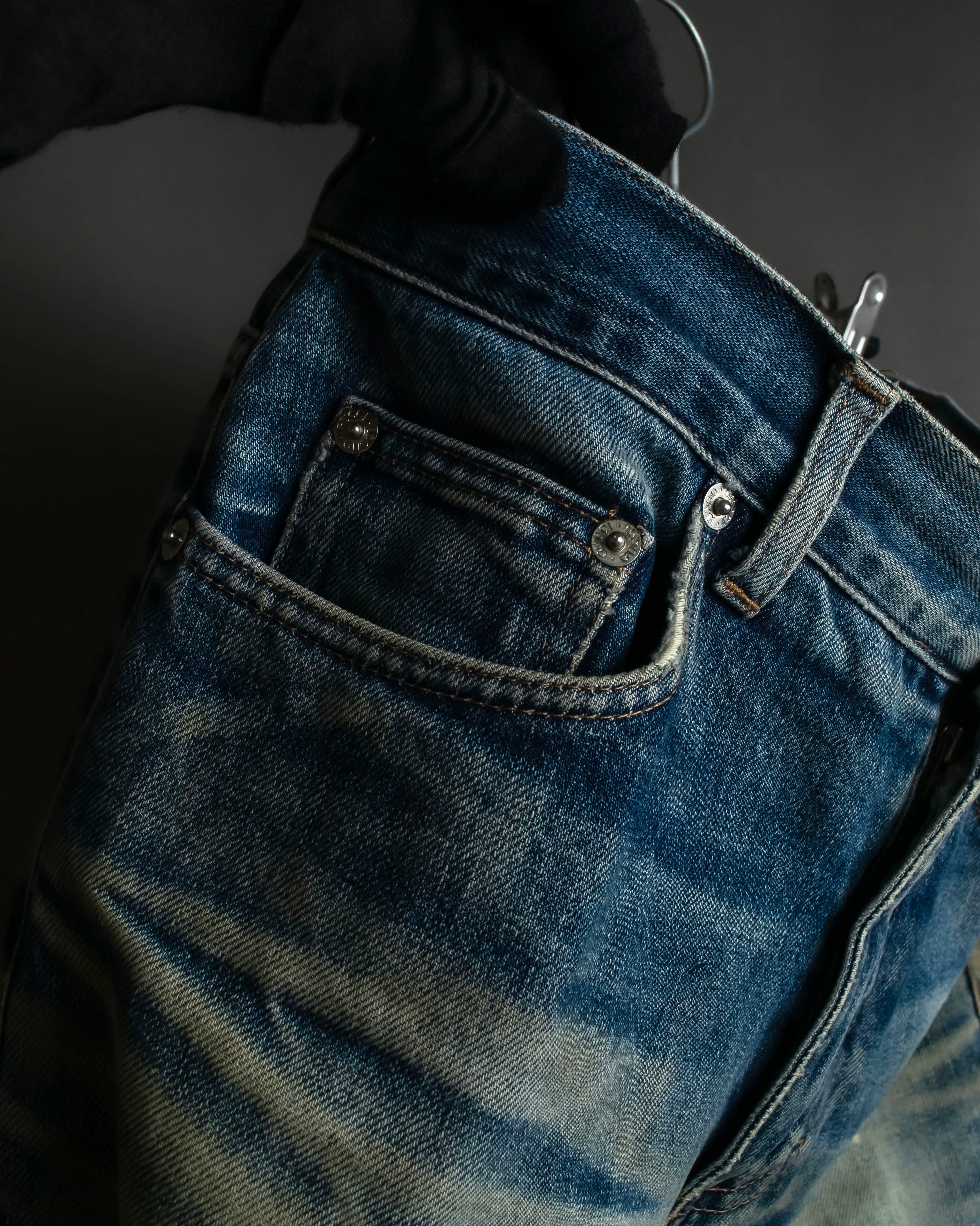 "GUCCI" Gradient fade design tapered denim